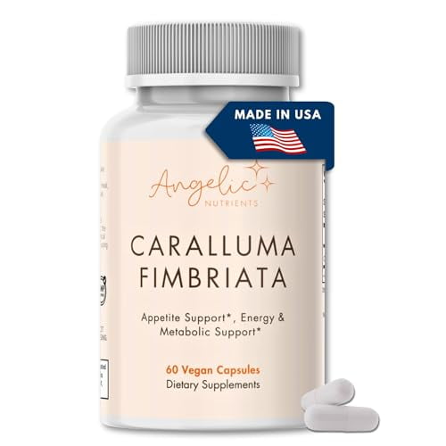 Angelic Nutrients Caralluma Fimbriata 1200 mg, 60 cápsulas (sin OGM, vegano, sin gluten), suplemento de Caralluma de alta absorción, fabricado en EE. UU.