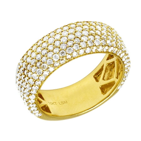 10K Yellow Gold Real Diamond Men's 3D 7 Row Wedding Band Ring 2.85 CT 9MM