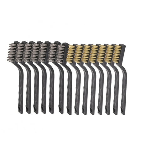

14 Pack Stainless Steel and Brass Curved Handle Wire bristle Brush