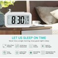 thumbnail image 2 of Reloj despertador digital Reloj despertador matutino, reloj despertador digital silencioso con pilas para niños adultos Pantalla LED grande Calendario de temperatura (blanco), 2 of 5