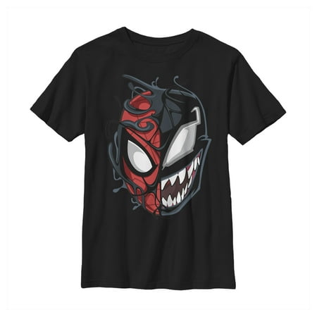 Boy's Marvel Spider-Man Venom Mask Split Graphic Tee Black X Small
