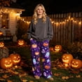 thumbnail image 7 of BFRGSIJ Halloween Lounge Pants for Women Soft Fleece Baggy Wide Leg Sleep Pajamas Spooky Season Festive Casual Fall Sleepwear S, 7 of 7