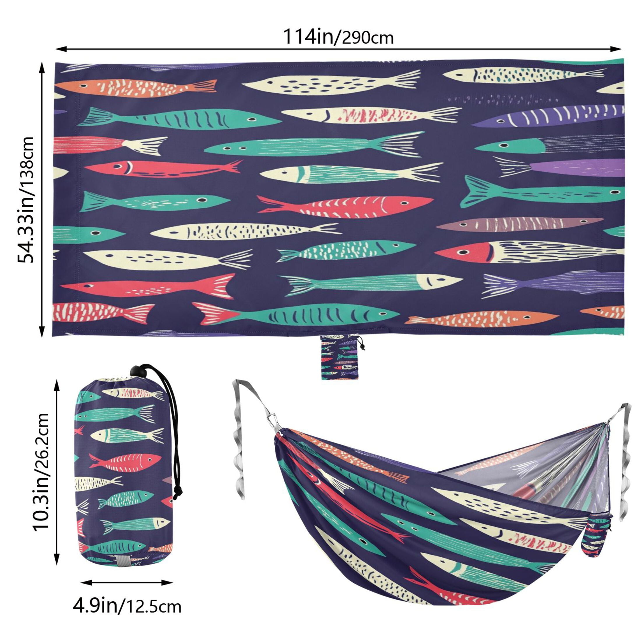 Hammock Camping Hammock Nylon Portable Hammock Travel Camping Hammock Colorful Cartoon Fish Pattern