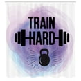 thumbnail image 3 of Ambesonne Fitness Shower Curtain, Watercolors Train Hard, 69"Wx70"L, Lavender Pale Blue Black, 3 of 3