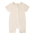 thumbnail image 2 of Hiijoy Newborn Girls Romper Solid Color Baby Zipper Short Sleeve Sleeper Jumpsuit Onesies, 2 of 4