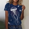 thumbnail image 2 of Tops de Ajuste Suelto para las Mujeres Sudadera Casual Impresa Manga Corta Cuello Redondo Superior, Poliéster, 2 of 4