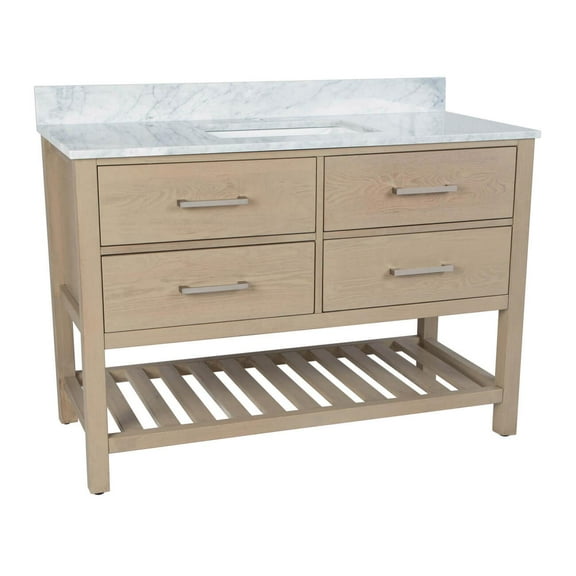 Everett 48 Inch Oak Console Vanity with Rectangular Undermount Sink - Light Oak