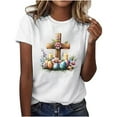 thumbnail image 1 of Tnhcen T-Shirts pour Femmes d'Été, Nouveauté, Pâques, Imprimé Mignon, Col Rond, Manches Courtes – T-Shirts Basiques Grande Taille, P-3TG, Hauts en Polyester Respirant, 1 of 4