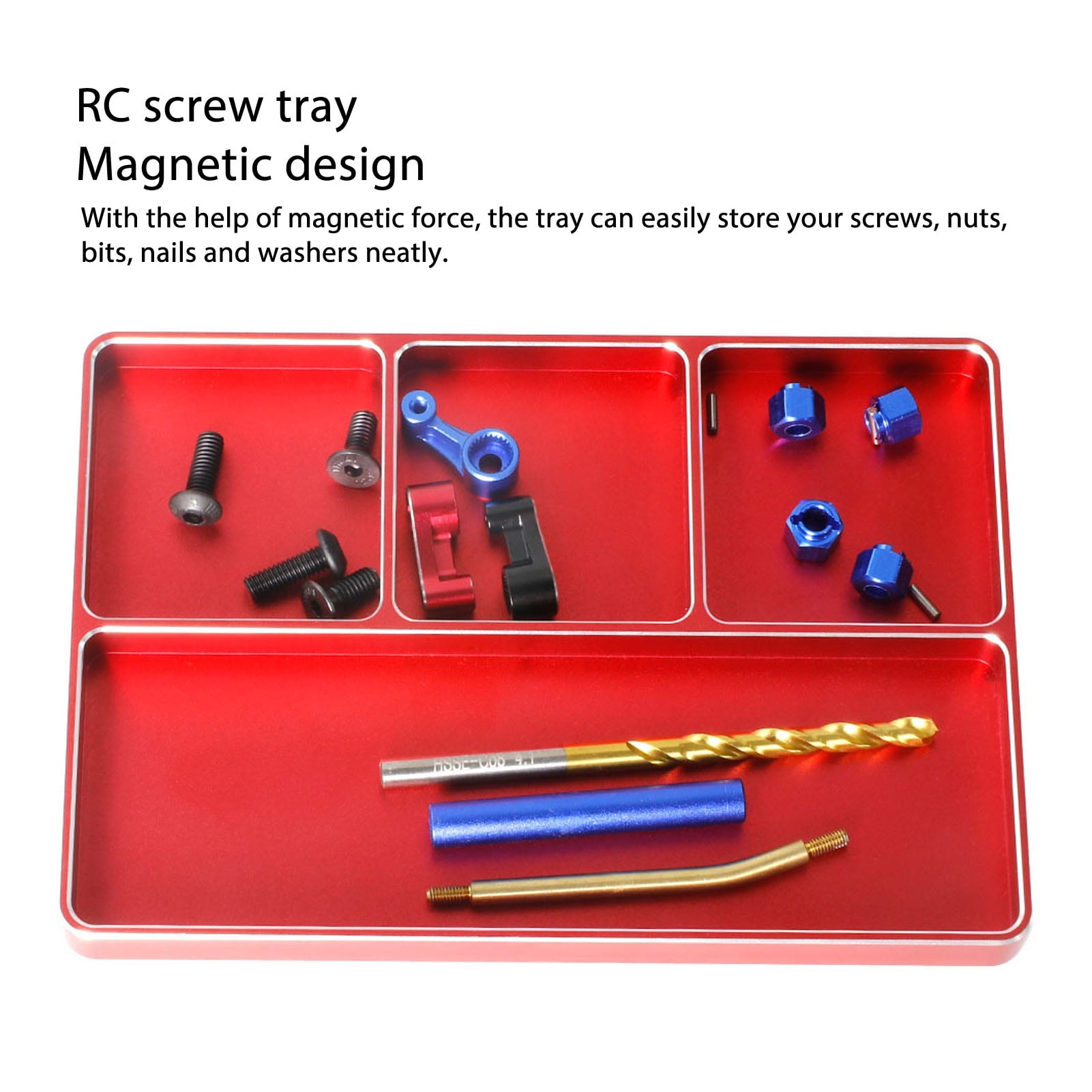 Magnetic Screw Tray For RC Repair – Portable Aluminium Alloy Tool Tray With Strong Magnet - View #2