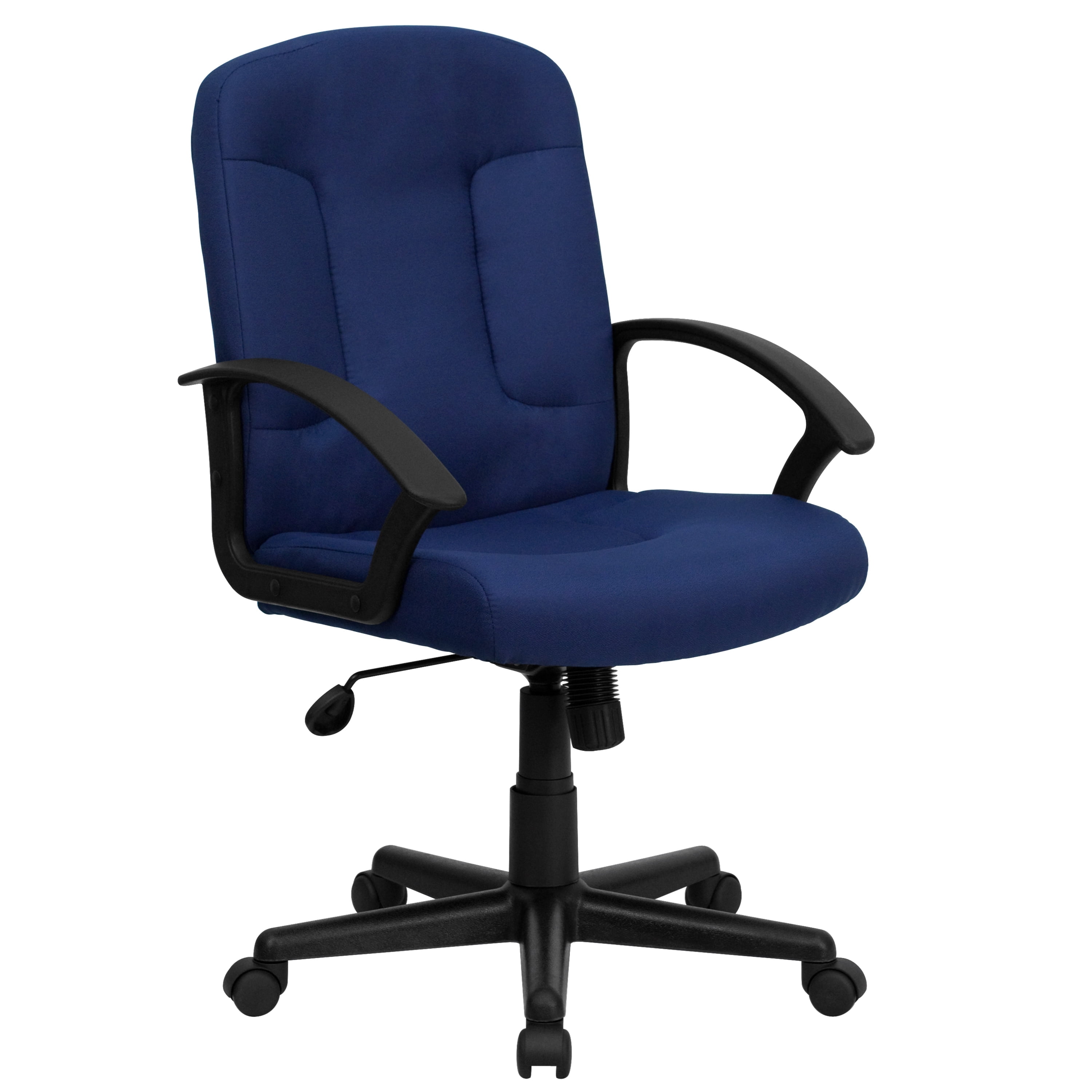 Emma + Oliver Mid-Back Navy Fabric Executive Swivel Office Chair with Nylon Arms