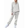 thumbnail image 2 of Women'S 2 Piece Outfits Lounge Sets Long Sleeve Half Zip Pullover and Baggy Sweatpants with Pockets Grey XL, 2 of 8