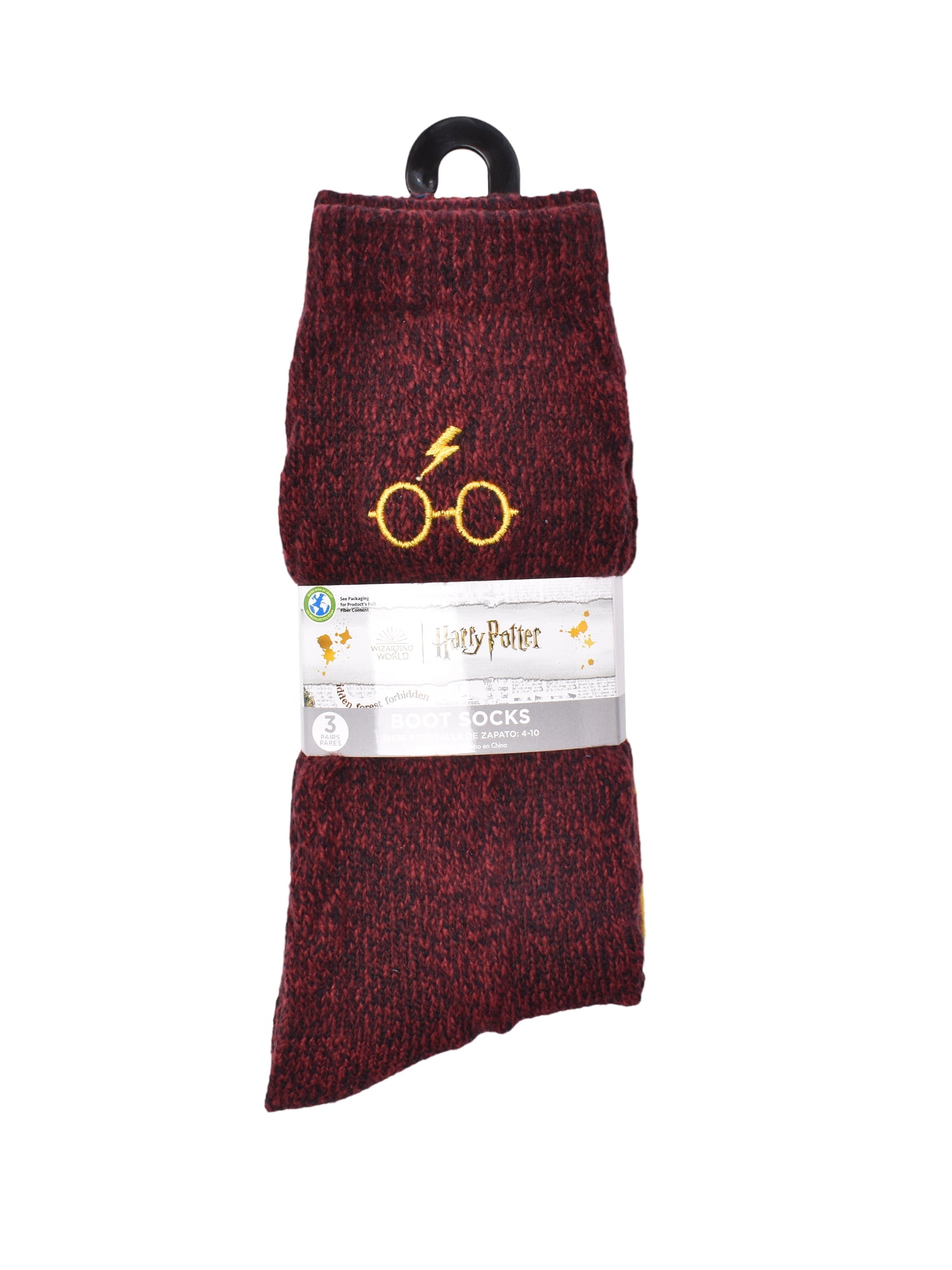 Warner Bros Harry Potter Women's' 3-Pack Boot Socks, Sock Size 9-11