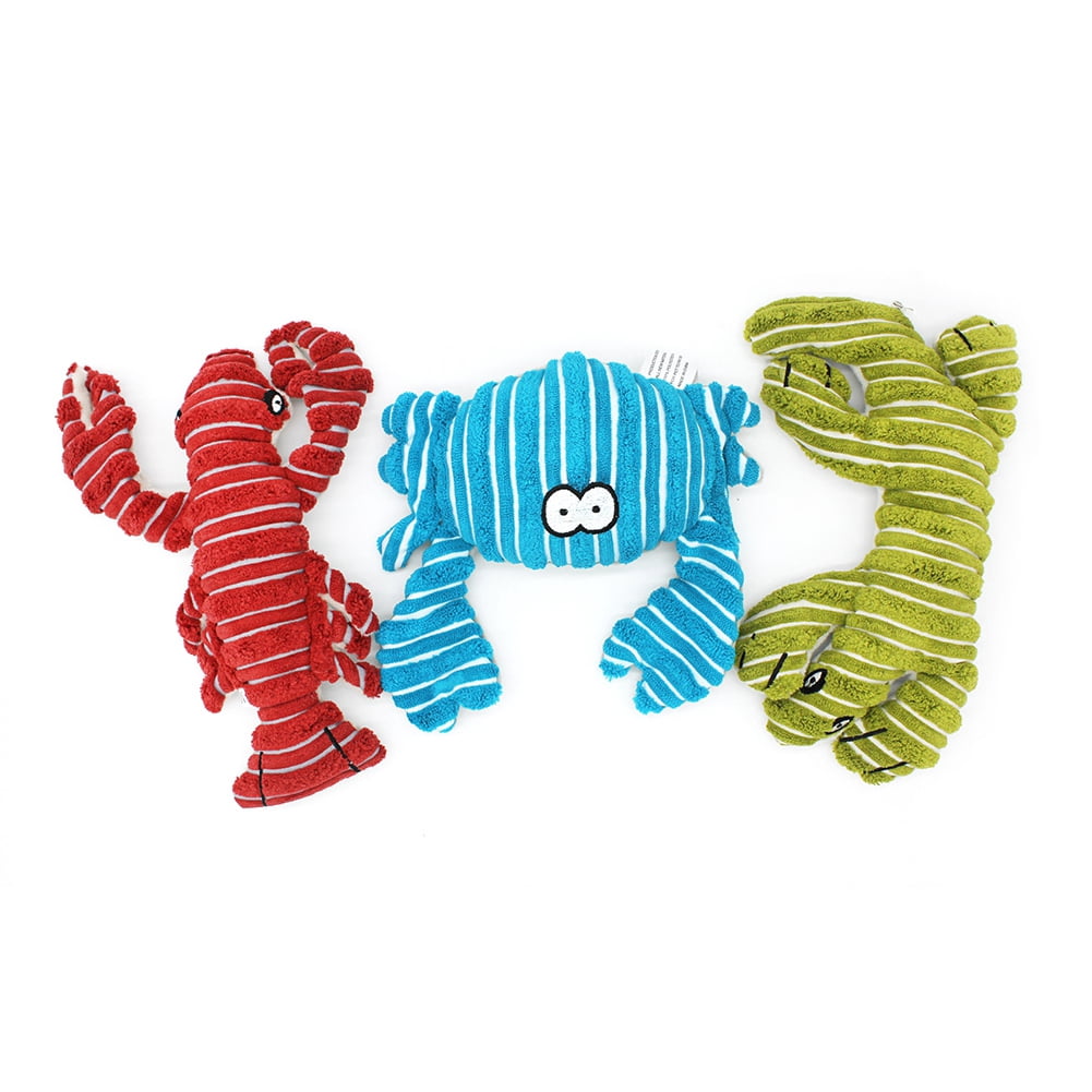 Opvise Pet Dog Cats Puppy Cute Lobster Crab Lizard Shape Doll Soft Squeaky Chew Toy Red