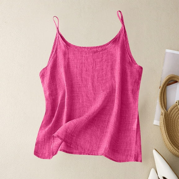 Cotton Linen Tank Tops for Women Casual Summer Gauze Shirt Basic Sleeveless Layering Camisoles Beach Vacation Clothes