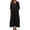 C1-Black1290, variant on Solid Color Maxi Dress For Women Three Quarter Sleeve Pocket Gathered Waist Coastal Long Sundress