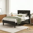 thumbnail image 5 of Segmart Twin Bed Frame with Adjustable Upholstered Button Headboard and Wooden Slats, Velvet Button Tufted Platform Bed Frame, Box Spring Needed, Easy Assembly, 500lbs, Black, SS721, 5 of 8