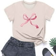 thumbnail image 6 of BRGZLK Summer Girls T Shirts Fashion Lovely Bow Graphic Print T Shirt Casual Round Neck Short Sleeve Trendy Oversized Preppy Cute Clothes for Teens Girls Beige 4-5 Years, 6 of 6