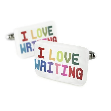 Cufflinks I Love Writing,ColorfulPorcelain Ceramic NEONBLOND