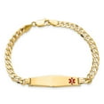thumbnail image 4 of 14k Yellow Gold Bracelet Medical Curb 8.5 mm 8 in Soft Diamond Shape Red Enamel Flat Link ID, 4 of 4