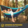 thumbnail image 2 of Durable Hammock 400 lb Capacity, Nylon Camping Hammock Chair - Double or Single Sizes w/Tree Straps and Attached Carry Bag - Portable for Travel/Backpacking/Beach/Backyard (Medium, Blue & Light Blue), 2 of 13
