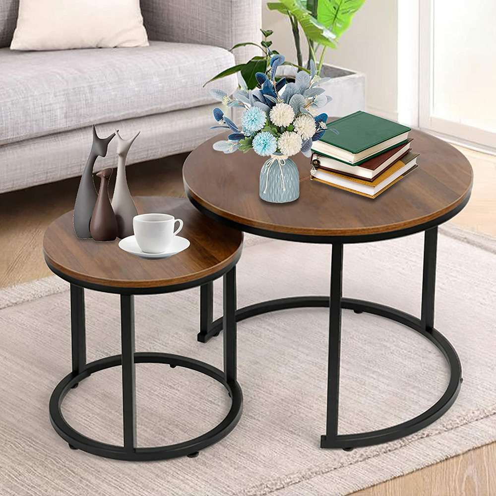Coffee Table Nesting Living Room Stacking Tables Set Of 2 Round End