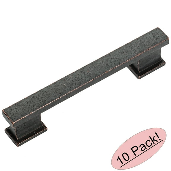 10 Pack - Cosmas 702-4HB Hammered Bronze Contemporary Cabinet Hardware Handle Pull - 4" Hole Centers