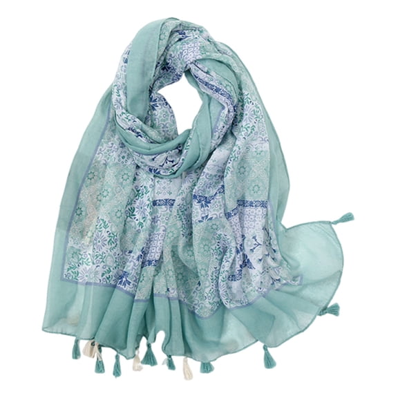 Yuanlong Womens Scarves Boho Floral Print Tassel Wrap Shawl Lightweight Flowy Elegant Summer Beach Travel Casual Daily Scarves