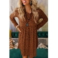 thumbnail image 1 of Women's Brown Leopard Long Sleeve Babydoll Dress, 1 of 14