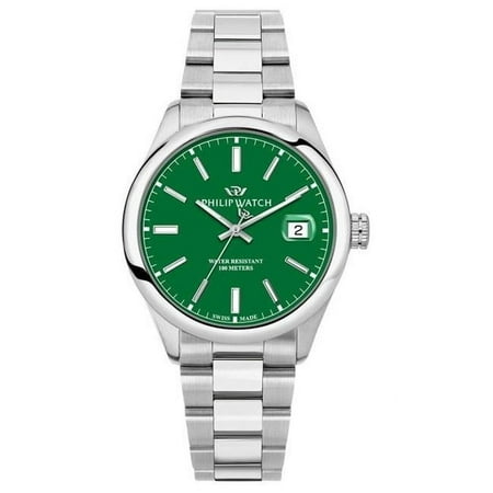 Philip Watch Swiss Made Caribe Urban Stainless Steel Green Dial Quartz 100M Mens Watch, Blue - Adult