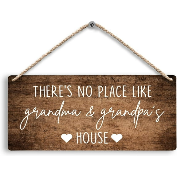 Zomyto Grandma and Grandpa's House Hanging Wooden Signs 12x6, Grandma and Grandpa Gifts, Grandparents Gifts House Wall Decor, Grandkids Welcome Sign Decor Gifts
