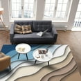 thumbnail image 4 of Area Rugs 5x7 Ft Abstract Geometric Blue Brown Gradient Waves Beach Non-Slip Washable Rug Indoor Rug Floor Mats Non Shedding Carpet for Living Room Bedroom Dining Room Home Decor, 4 of 8