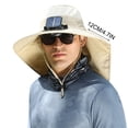 thumbnail image 3 of Solar Fan Hat for Men - Rechargeable Outdoor Cooling Hat with Neck Flap, USB/Solar Powered 3-Speed Ventilation for Fishing, Gardening, Hiking & Construction Work (Adjustable 23.6” Head Circumference), 3 of 4