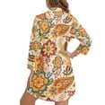 thumbnail image 2 of Xoenoiee Paisley Flower Print Womens Swimsuit Coverup Button Down Bathing Suit Cover Up Swimwear Long Sleeve Beach Shirt Dress Plus Size, XL, 2 of 7