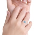 thumbnail image 5 of Wedding Bridal Ring Half Eternity Simulated Aquamarine CZ 925 Sterling Silver Size 6, 5 of 5