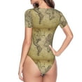 thumbnail image 4 of Easygdp Vintage World Map Women'S Waist-Cinching Short-Sleeved Onesie, Olastic Onesiet,Snaps At Bottom,Easy To Put On And Take Off - Large, 4 of 9