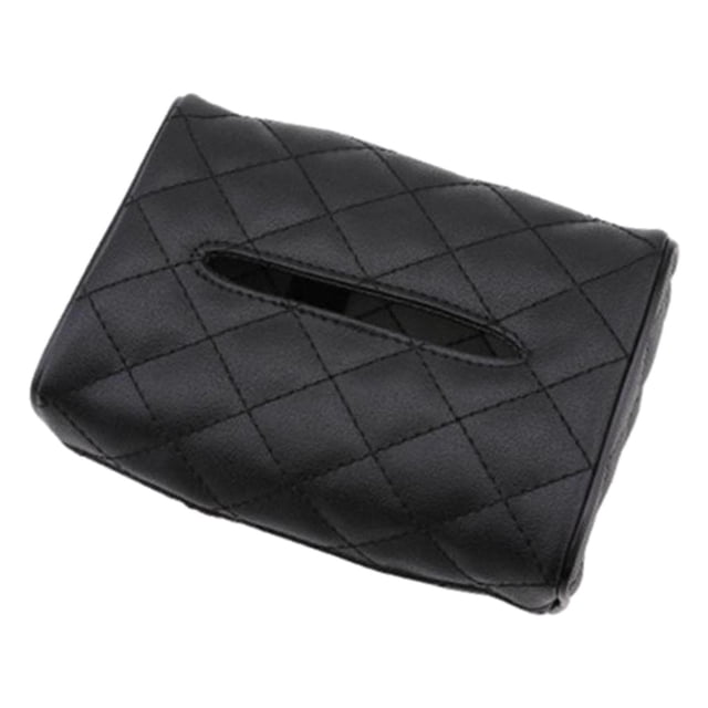 Porta pañuelos universal para asiento trasero de coche, porta toallas de cuero PU, rectangular también Un negro