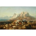 thumbnail image 2 of Paul von Franken 18x13 Black Ornate Wood Framed Double Matted Museum Art Print Titled - A Camp in the Caucasus (1860), 2 of 5