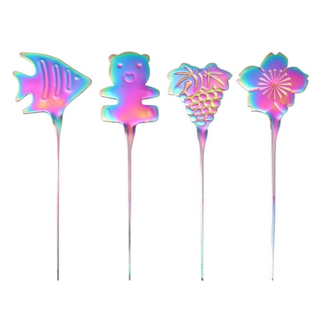 

4 PCs Stainless Steel Cocktail Picks Rustproof Assorted Shaped Fruit Sticking Pole Dessert Toppers for Dinner Party Banquet - Che