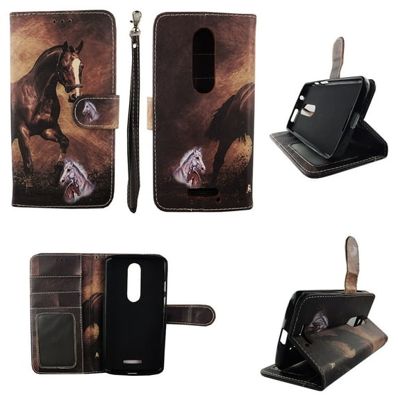 Brown Horse Wallet Folio Case for Motorola DROID Turbo 2 Fashion Flip PU Leather Cover Card Cash Slots & Stand