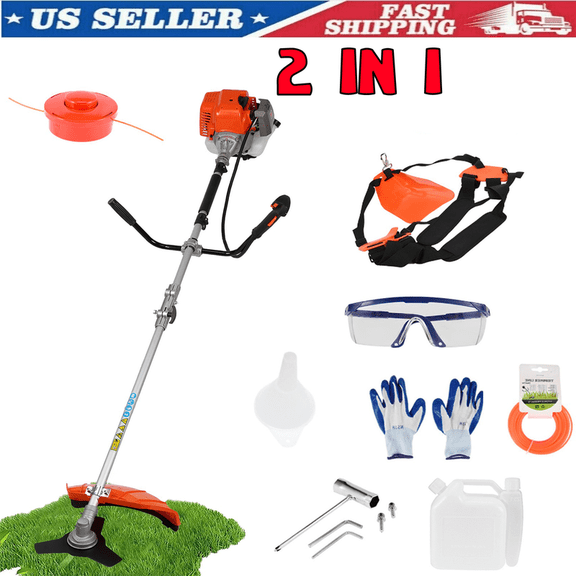 Floseru 52CC Gas Weed Wacker, 2-Cycle 2 in 1 Gas Weed Wacker, Upgraded Weed Eater Gas Powe, 2.2KW/8500rpm Strong Power Brush Cutter, Weed Eater for Grass and Bush
