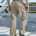 thumbnail image 4 of Stamzod Khaki Pants Mens Solid Color Elastic Waist Work Pants with Pocket Casual Drawstring Cargo Pants for Men Gray-4 M, 4 of 5