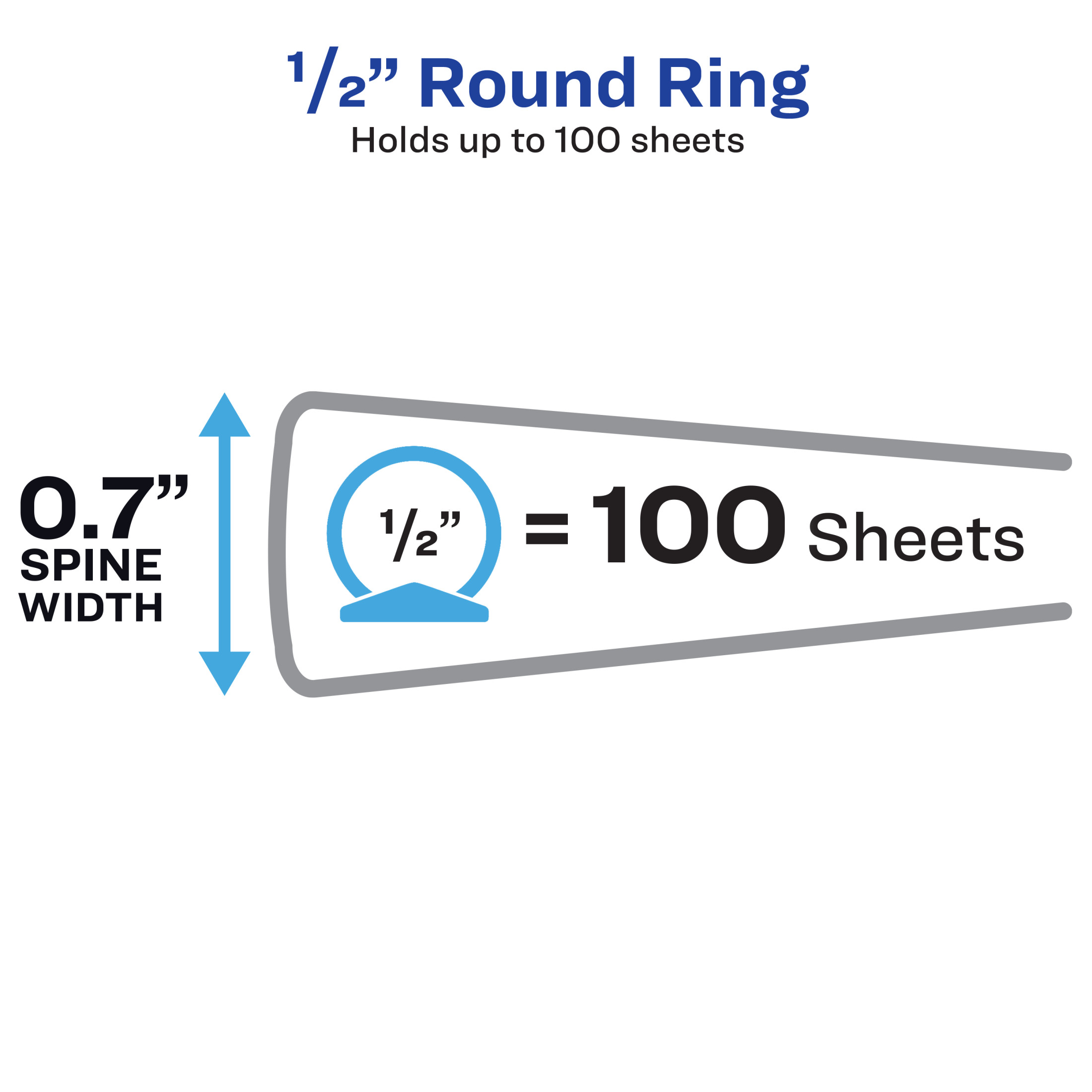 Flexi-View 3 Ring Binder, 0.5" Rings, Assorted, Color Varies, 1 Binder