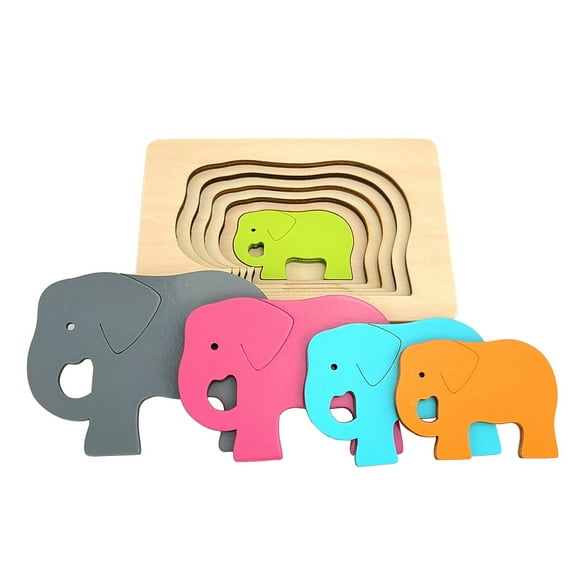 IFIT Montessori Casse-Tête Éléphant à Plusieurs Couches, Jouet Montessori Matériel de Zoologie et de Biologie