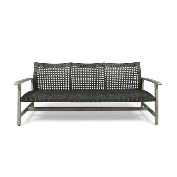 Marcia Outdoor Wood and Wicker Sofa