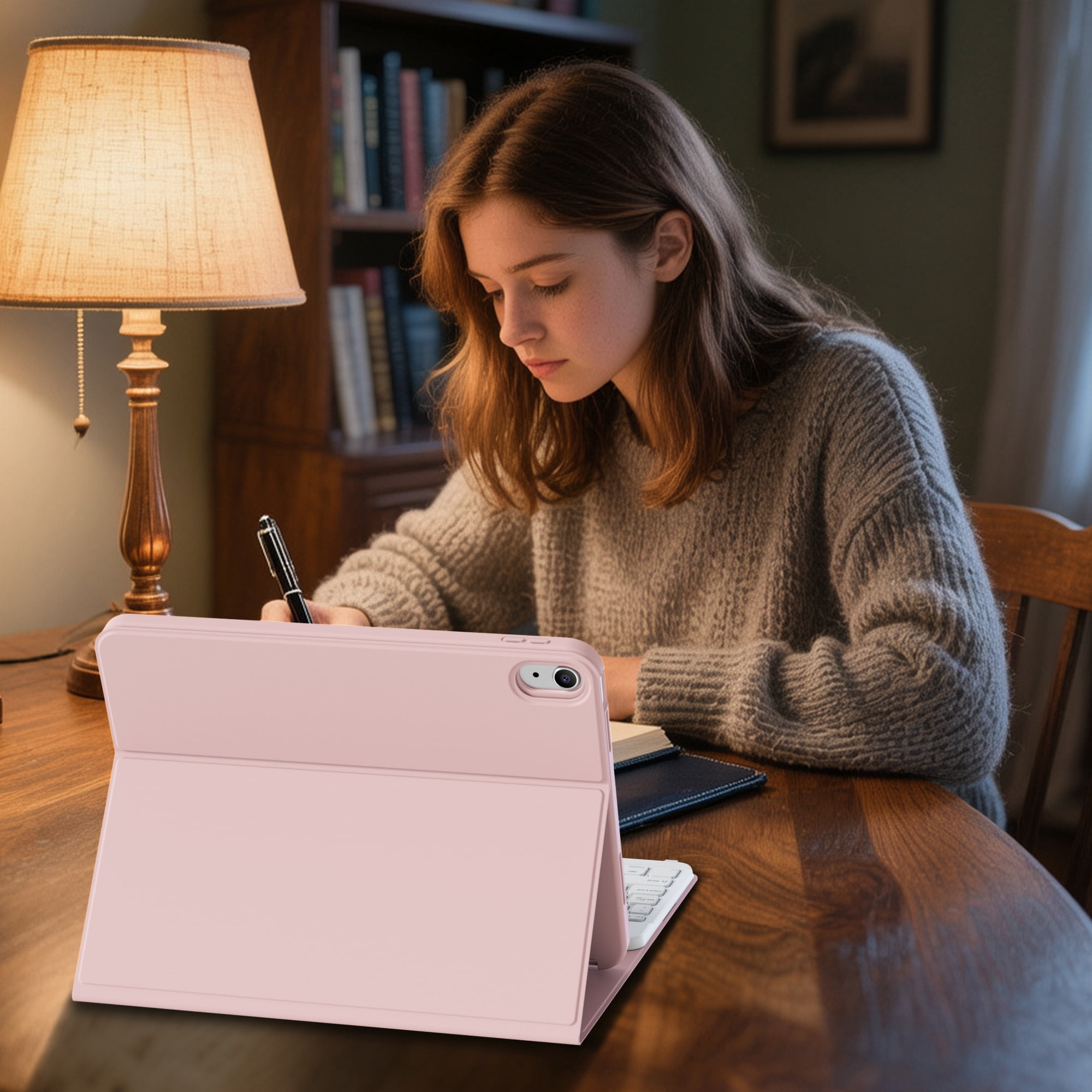 KVTVOU Keyboard Case for iPad A16 11 inch 2025 / 10th Generation 10.9 inch 2022, Detachable Wireless Keyboard Cover with Pencil Holder for iPad 11/10th Gen, Pink