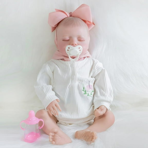 ENADOLL 20-inch Reborn Lifelike Girl Baby Doll Realistic Silicone White Gown