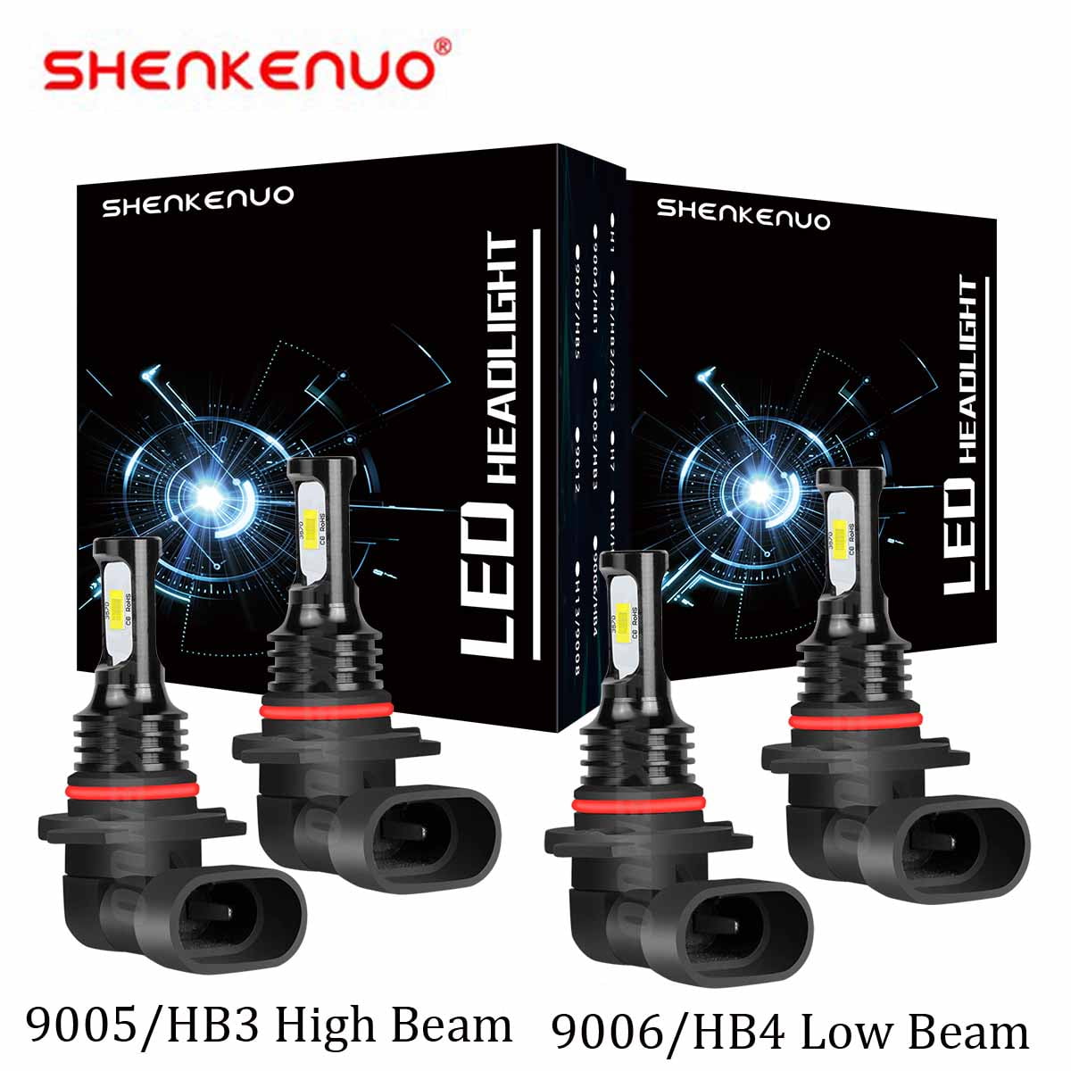 MARSFLUX L1 9005/HB3 9006/HB4 LED Bulbs Combo Kit 24000 Lumen 400% Brighter  6000K Cool White Headlight Conversion Kit CSP Chips Easy to Install 