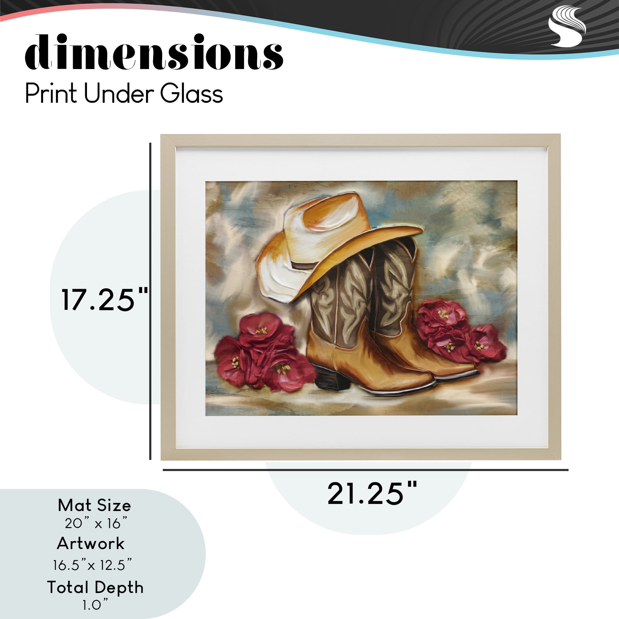 Boots & Floral Bunches Birch Framed Print Under Glass, design by Kim Allen