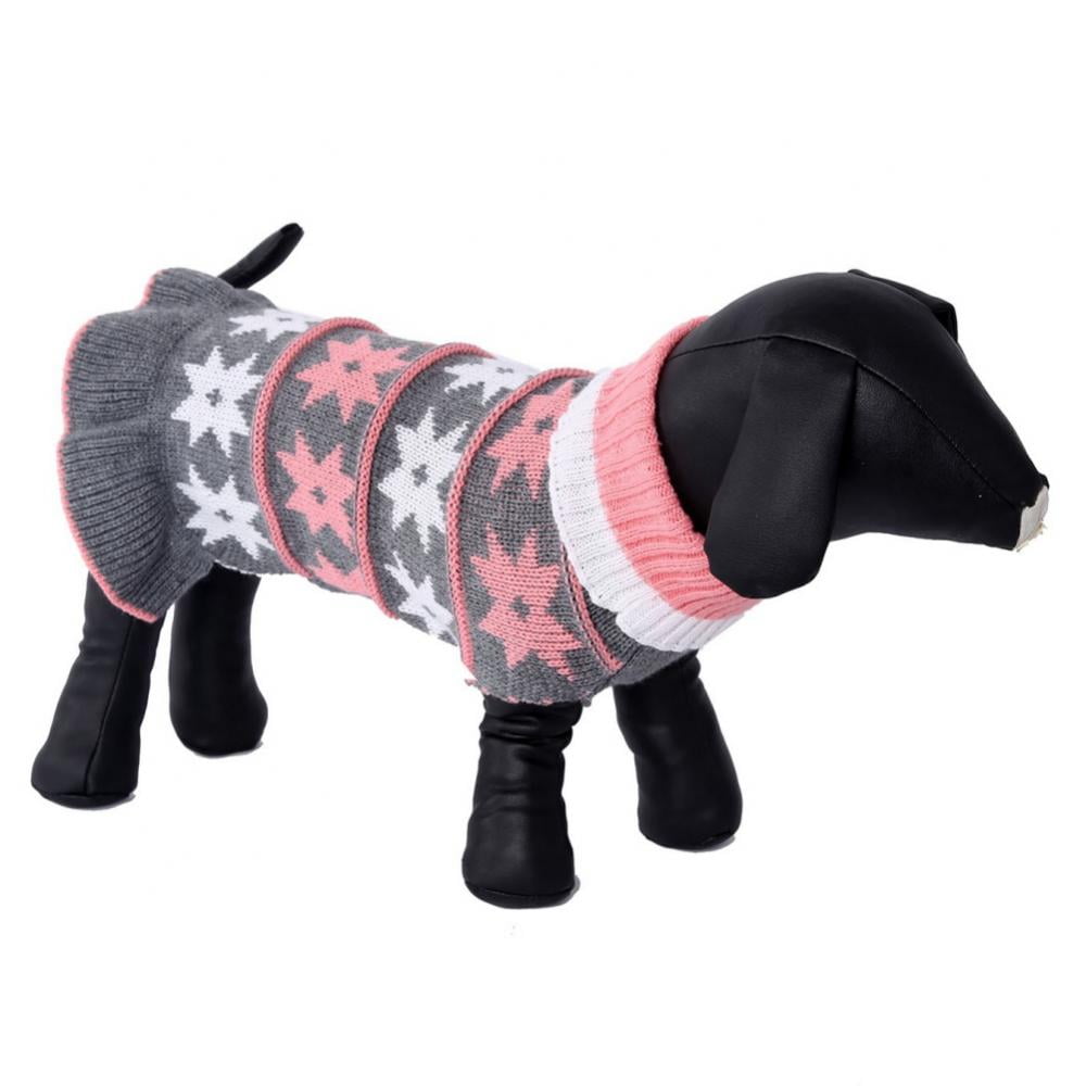 Dogs Sweater Dress with Bowtie Checkered Dog Sweaters for Small Dogs