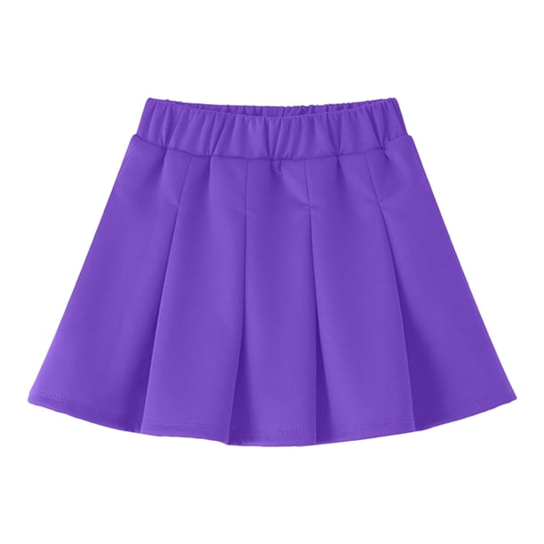 Odeerbi Niñas Falda Plisada Color Sólido Cintura Elástica Falda Uniforme de La Escuela